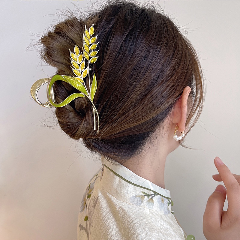 Kẹp Tóc Kim Loại Hình Bông Lúa Mì Phong Cách Retro Thời Trang Cao Cấp Làm Quà Tặng Sinh Nhật