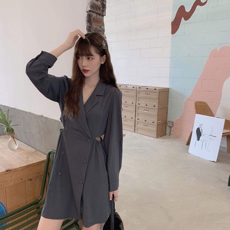 ĐẦM TAY DÀI CUT OUT NHẸ PHẦN EO SANG CHẢNH - LINO CUT OUT DRESS