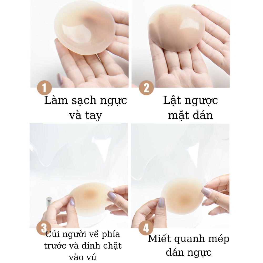 Miếng dán ngực nhiệt tự thân silicon không keo - Dán ti tàng hình không lộ viền dính tốt LANIXA D172
