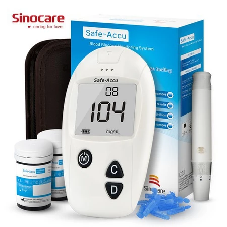 Máy Thử Đường Huyết Sinocare Safe Accu Gồm 50 Que Và 50 Kim - mmol/L hoặc mg/dL