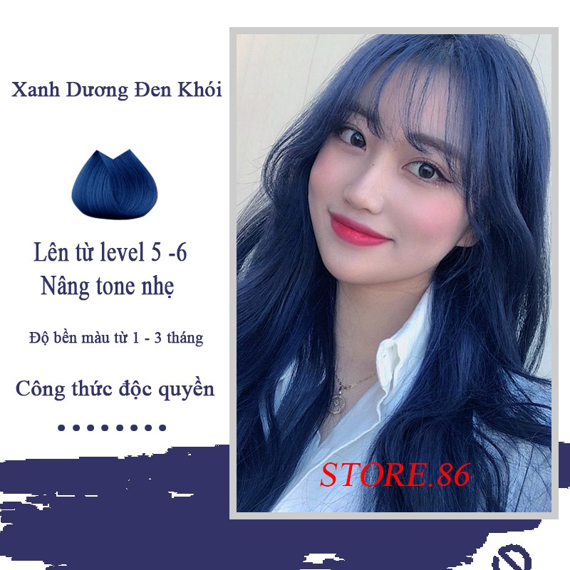 Thuốc nhuộm tóc màu XANH DƯƠNG ĐEN ÁNH KHÓI 100ml màu nhuộm lên chuẩn tone