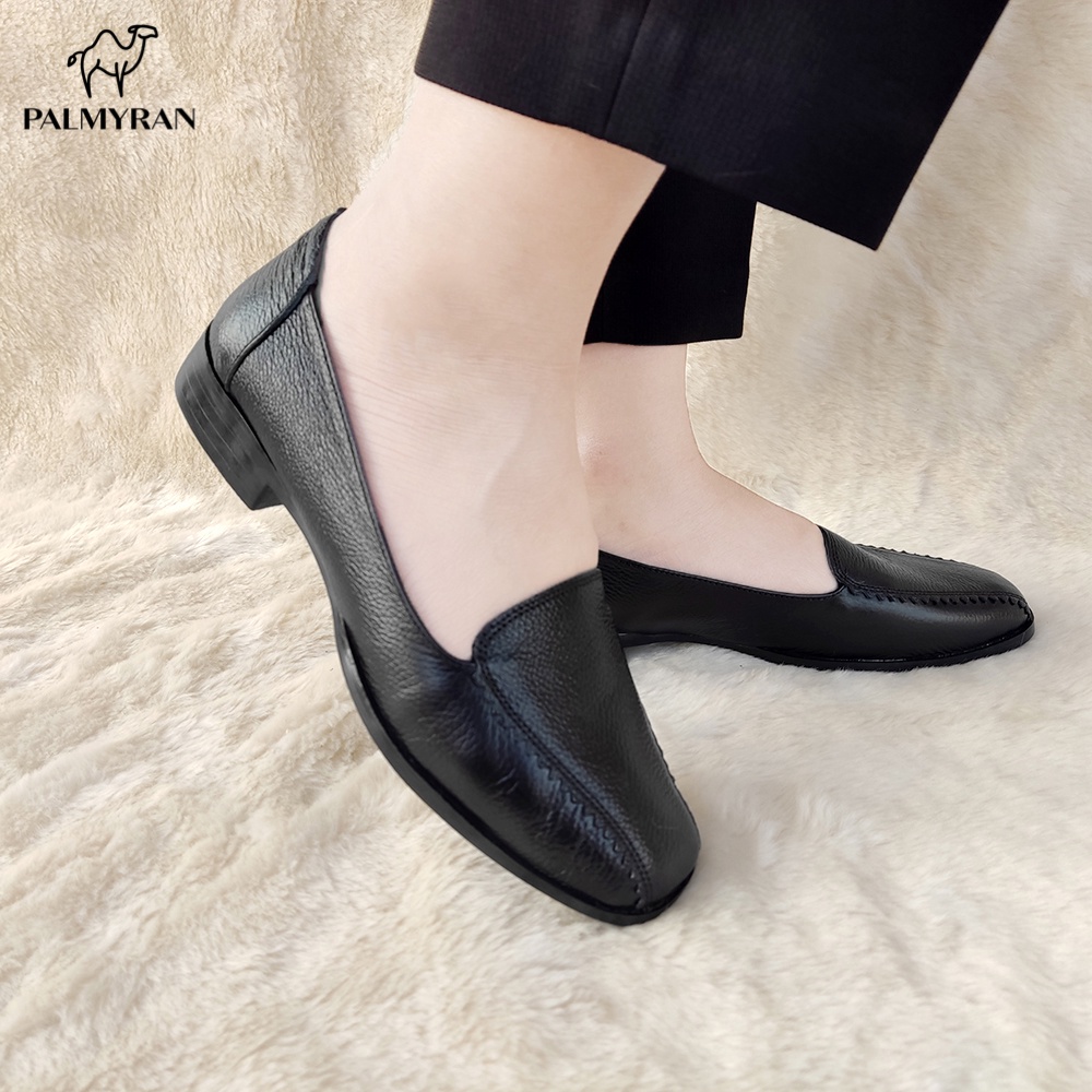 Giày nữ da bò thật mõm vuông palmryan ST29 Bảo Hành 1 năm
