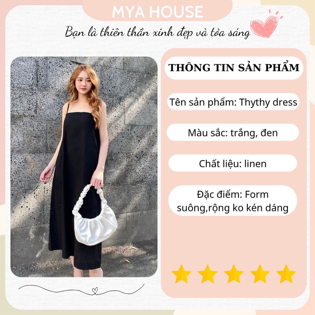 Đầm Hai Dây THYTHY DRESS form suông rộng basic chất vải linen ĐẦM MAXI