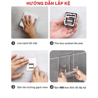 [SIZE TO] Kệ đựng đồ rửa chén bát có thanh treo khăn Inox SUS 304 cao cấp, không rỉ sét