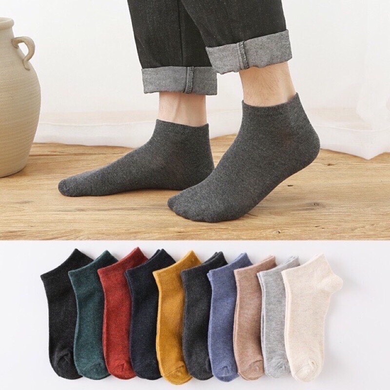 combo 10 Vớ Trơn Cổ Ngắn Nam Nữ , Tất Muối Tiêu Unisex Nhiều Màu Sắc Chống Hôi Chân Cực Đep