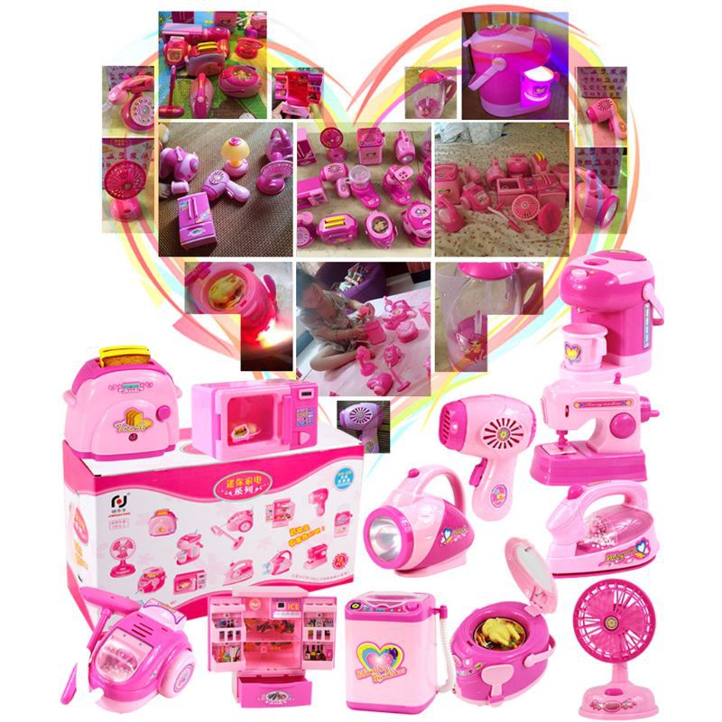 Children Kid Boy Girl Mini Kitchen Electrical Appliance Hair Dryer Toy Set Early