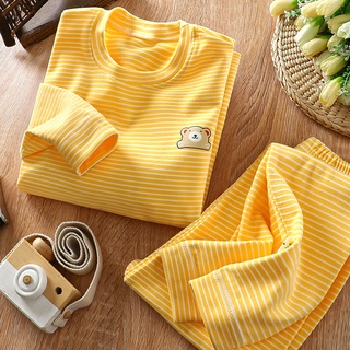 Bộ Đồ Ngủ Thu Đông 0-16Years Cho Trẻ Em Unsexi Sọc Giữ Ấm Bé Trai Bé Gái Bộ Đồ Ngủ