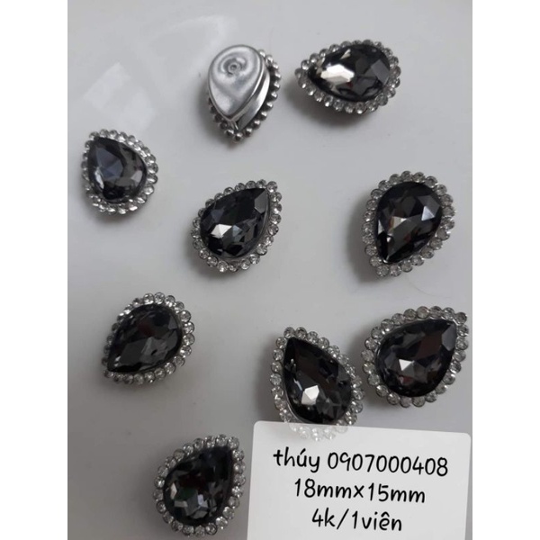 Set 10 hạt đá giọt nước viền xoàn