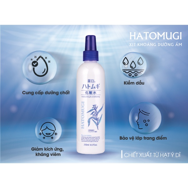 Xịt Phun Sương Hatomugi Ý Dĩ Dưỡng Ẩm, Làm Sáng Da 250ml