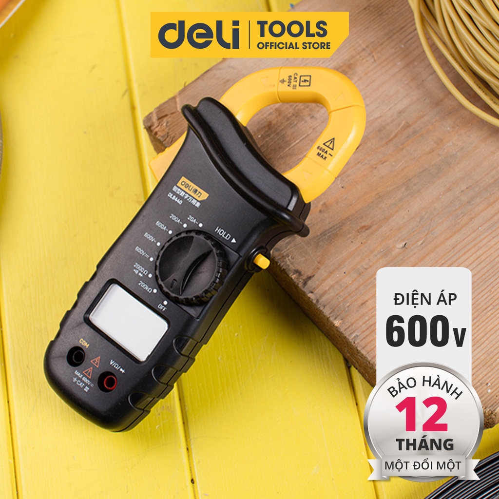 Đồng Hồ Kẹp Đo Dòng Điện Ampe 600V Deli Chuyên Dụng Chính Hãng - Độ Chính Xác Cao, Dễ Dàng Sử Dụng
