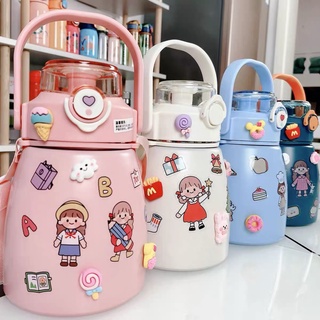 Bình giữ nhiệt 900ml có quai đeo decal(clip shop quay thật sản phẩm sai đền 10 lần)