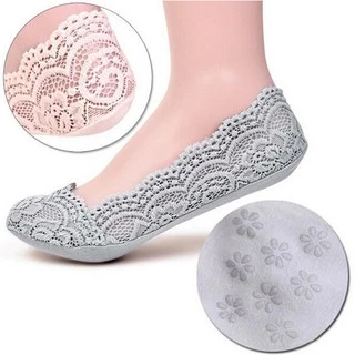 Đôi vớ ren cổ thấp chống trượt dùng để mang giày cao gót giày búp bê và đi trong nhà PK07