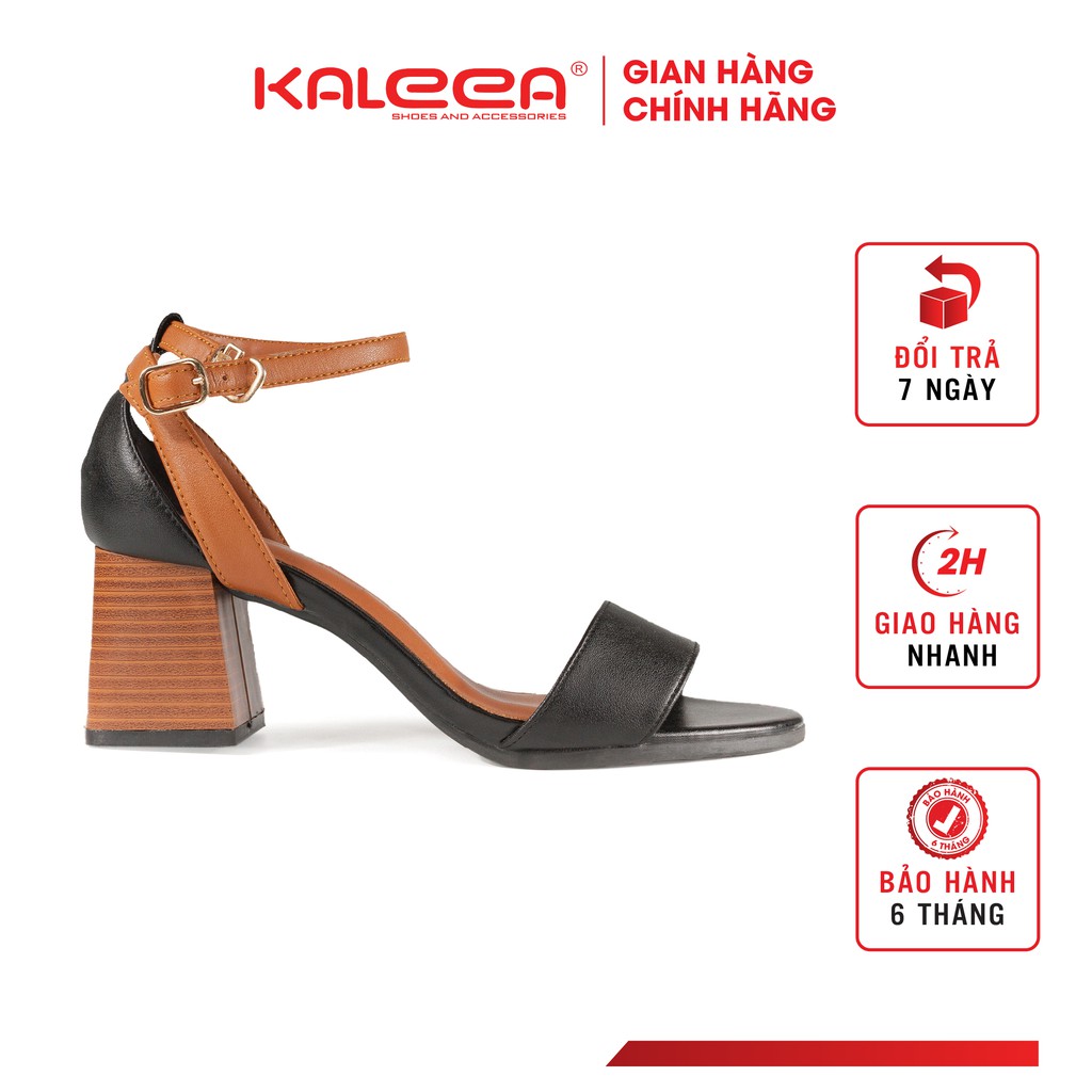 Giày Sandal Nữ Đế Cao KALEEA K203 - Gót Vuông Bít Gót Cao 6p Đế Cao Su