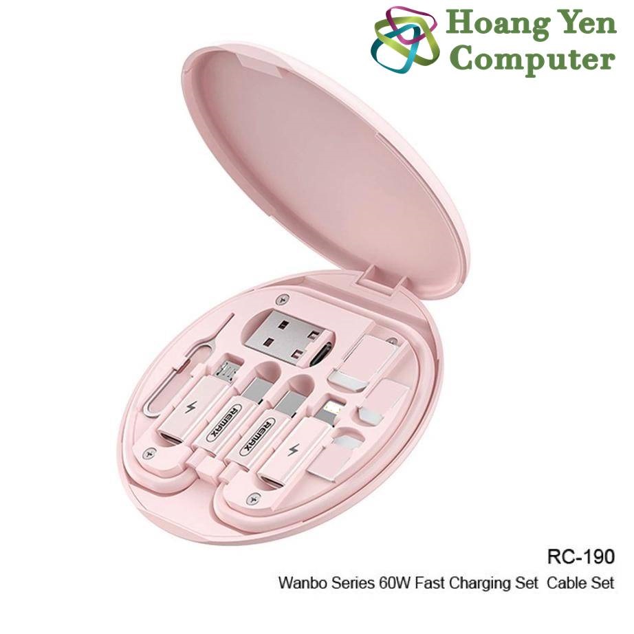 Cáp Sạc Đa Năng 6 in 1 Remax RC-190, Hộp Đựng Tiện Lợi, Sang Trọng - BH 6 Tháng - Hoàng Yến Computer
