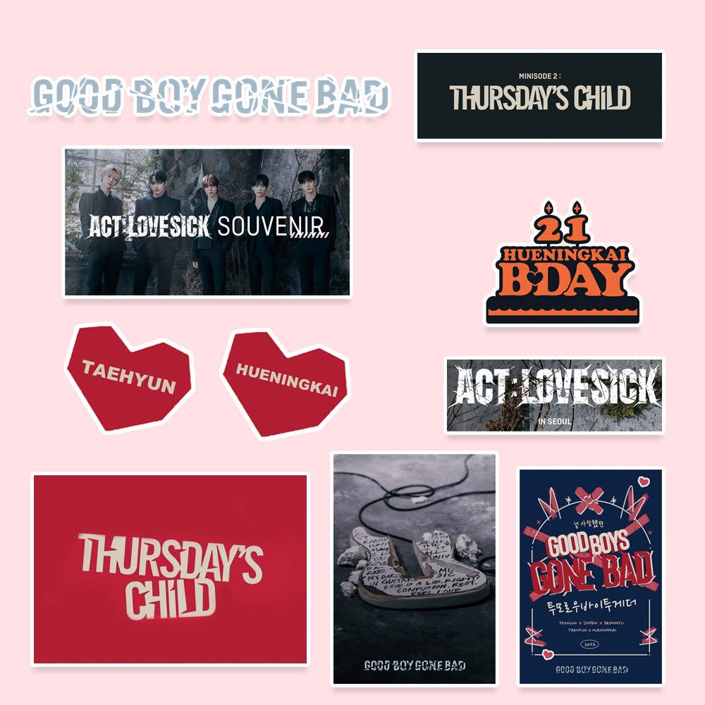 Set 102 Sticker Chống Thấm Nước Hình Thần Tượng TXT GOOD BOY GONE BAD Album