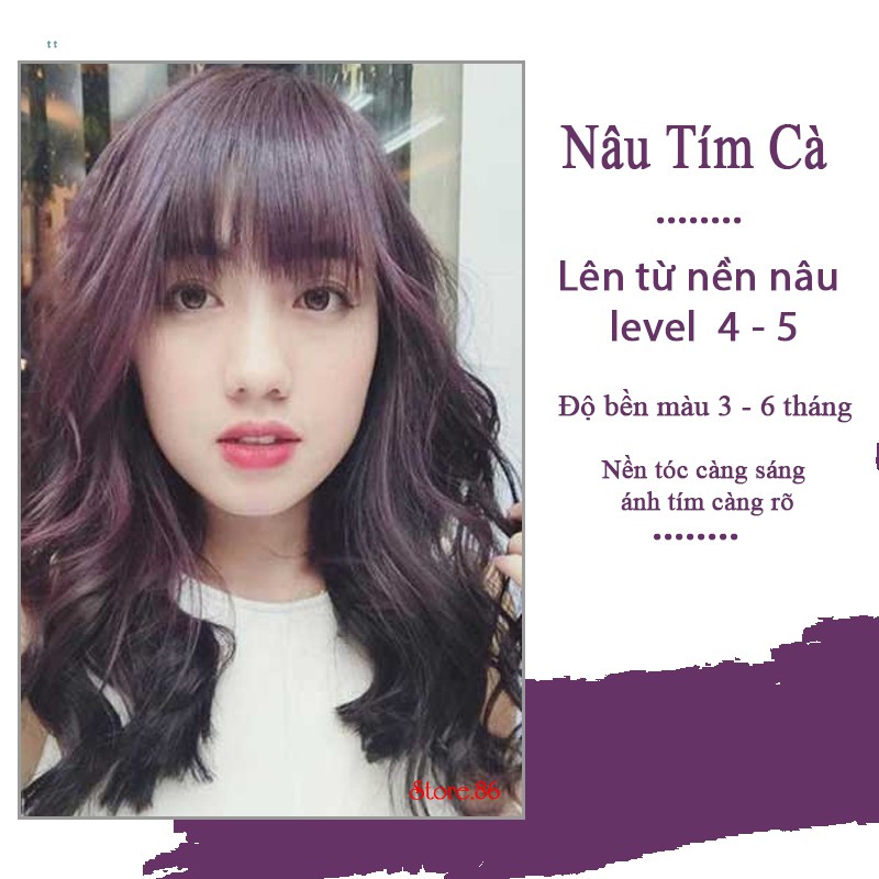Thuốc nhuộm tóc màu Nâu Tím Cà 100ML màu nhuộm lên màu chuẩn tone