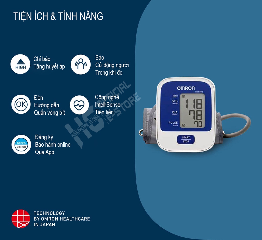 Mô tả Máy Đo Huyết Áp Bắp Tay Tự Động Omron HEM-8712 | Thương Hiệu Nhật Bản Bảo Hành 5 Năm - 4