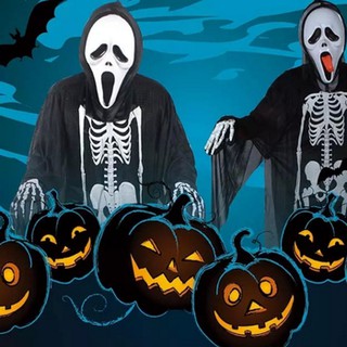 Bộ hóa trang ma Halloween áo  hình khung xương kèm mặt nạ, có móng vuốt hoặc tay xương