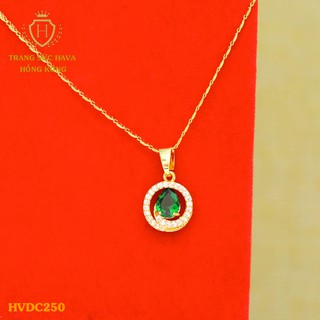 Dây Chuyền, Vòng Cổ Nữ Mặt Đính Đá, Titan Xi Mạ Vàng Non 24k Cao Cấp - Trang Sức Hava Hong Kong