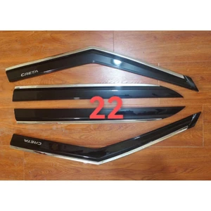 Bộ vè che mưa Hyundai Creta 2022, vè mưa chỉ INOX nhựa đen cao cấp
