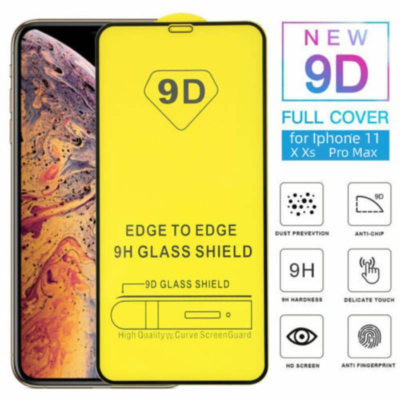 Tấm bảo vệ màn hình kính cường lực HD 9D cho iPhone 11 12 13 14 15 pro max x xr 7 8 14 15 plus