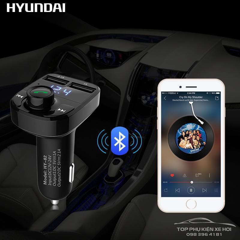 Tẩu sạc oto, xe hơi USB cao cấp Hyundai HY-82 (đa chức năng - có nút điện thoại rảnh tay cho lái xe)