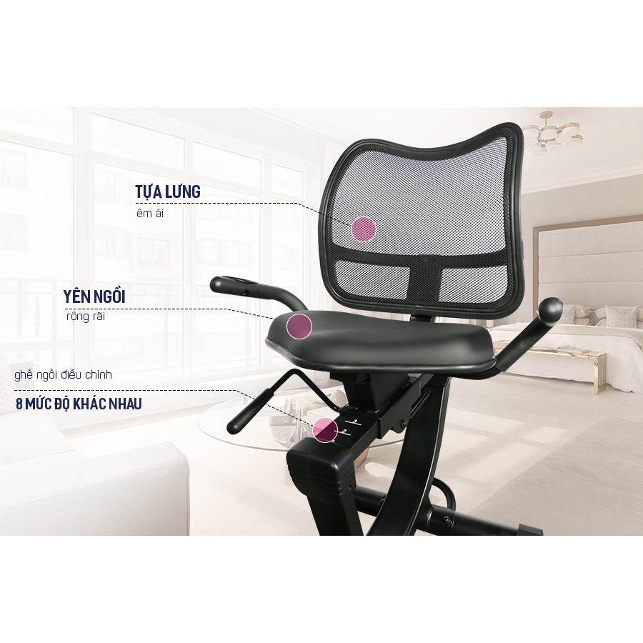 Xe đạp tập KINGSPORT KS-5807 kháng lực từ tính, ghế tựa phù hợp người lớn tuổi