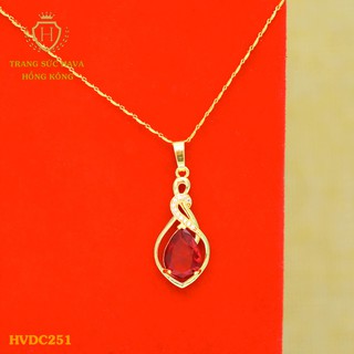 Dây Chuyền, Vòng Cổ Nữ Mặt Đính Đá, Titan Xi Mạ Vàng Non 24k Cao Cấp - Trang Sức Hava Hong Kong