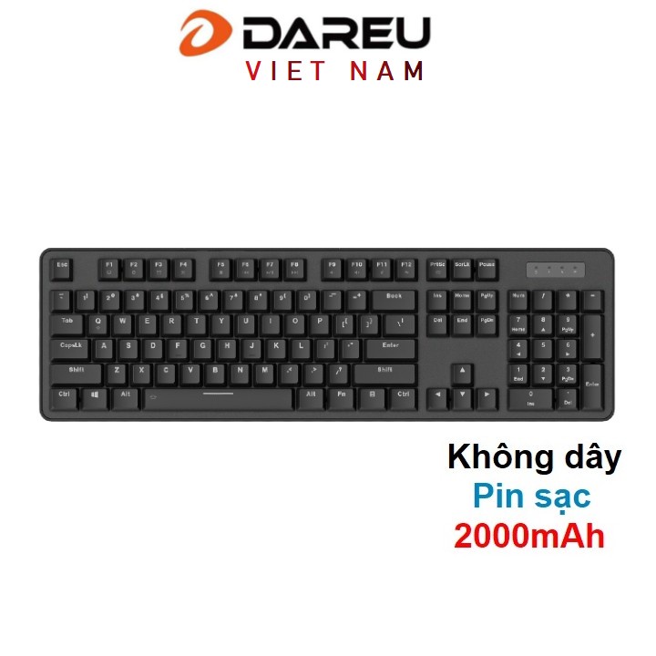 [Mã ELCL7 giảm 7% đơn 300K] Bàn phím cơ không dây DAREU EK810G BLACK 104-KEYS (Blue/ Brown/ RedD switch)-Pin Sạc 2000mah