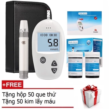 [Siêu Rẻ] Máy đo đường huyết Safe-Accu (Tặng kèm 50 que thử + 50 kim chích)