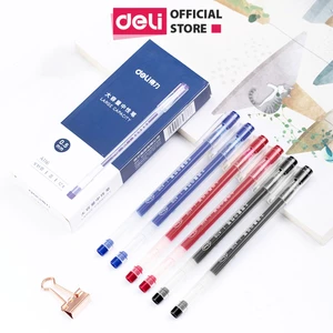 COMBO Bút gel mực nước văn phòng 0.5mm Deli ba màu xanh đen đỏ nhanh khô viết đều trơn tru lâu hết mực chất lượng A116