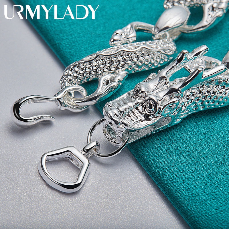 URMYLADY Bạc 925 Vòng Tay Rồng Vòng Tay Vòng Tay Cho Nam Nữ Trang Sức Lễ Kỷ Niệm Tiệc Quà Tặng Giáng Sinh