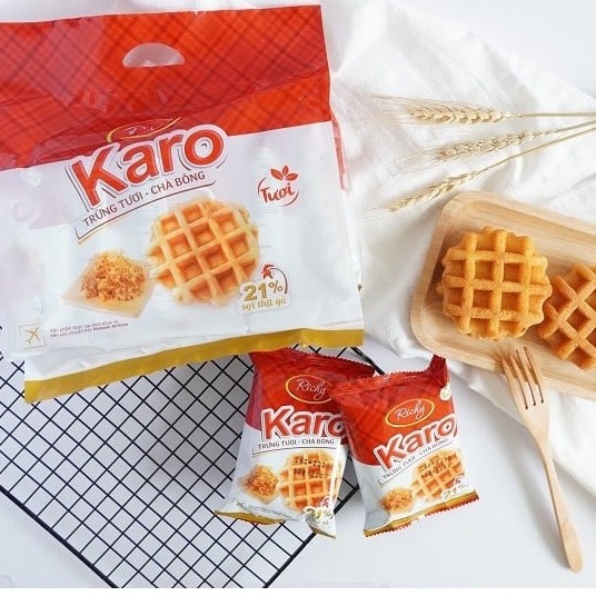 [ TẶNG QUẠT ĐƠN TỪ 250K] Thùng 48 bánh trứng tươi - chà bông Karo Richy 26g/gói