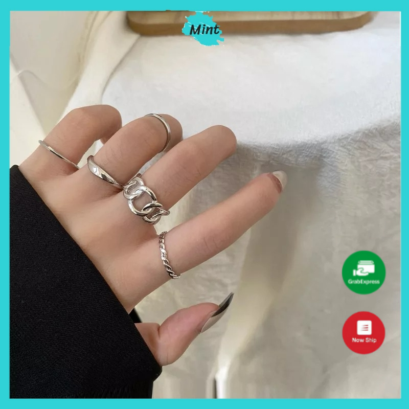 Set Nhẫn 5 Món ❤️FREESHIP❤️ Set Nhẫn Cá Tính Phong Cách Hàn Quốc Sáng Đẹp