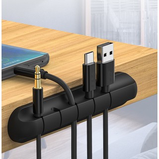 Thanh silicon nhiều khe gắn cố định dây cáp sạc, dây điện, tai nghe, sắp xếp gọn gàng dây nhợ cho bàn làm việc, xe hơi