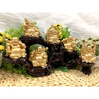 Bộ 6 Tượng Bồ Tát Di Lặc Hoan Hỉ kèm đế tượng 6 chân ( Loại Lớn - Màu Vàng )