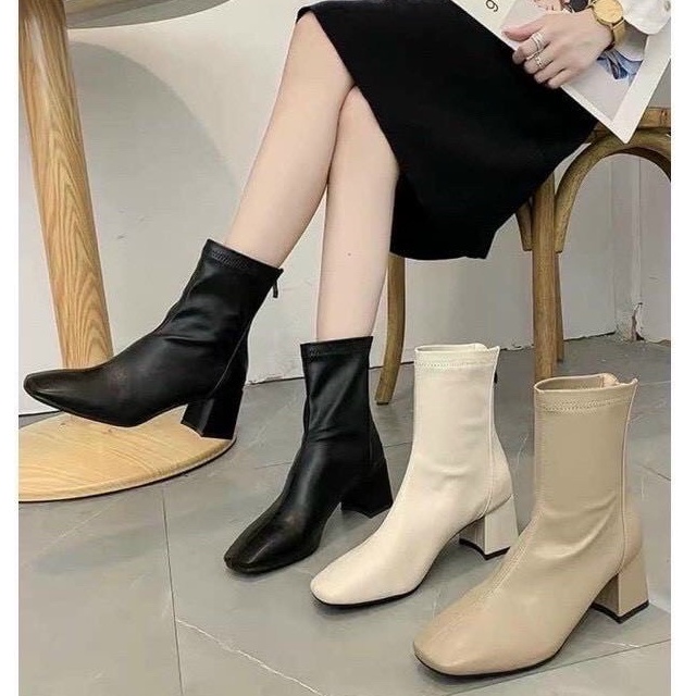 Bốt Cao Cổ Boot Nữ Công Sở Da Mềm Cao Cấp Gót 5P Có Lót Lông Mềm (Full ...