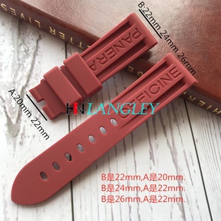 Dây đeo đồng hồ cao su silicon mềm cho Panerai 24mm Dây đeo đồng hồ nam chống nước Vòng đeo tay thể thao có khóa chốt PAM368 / 389 / 111 / 351