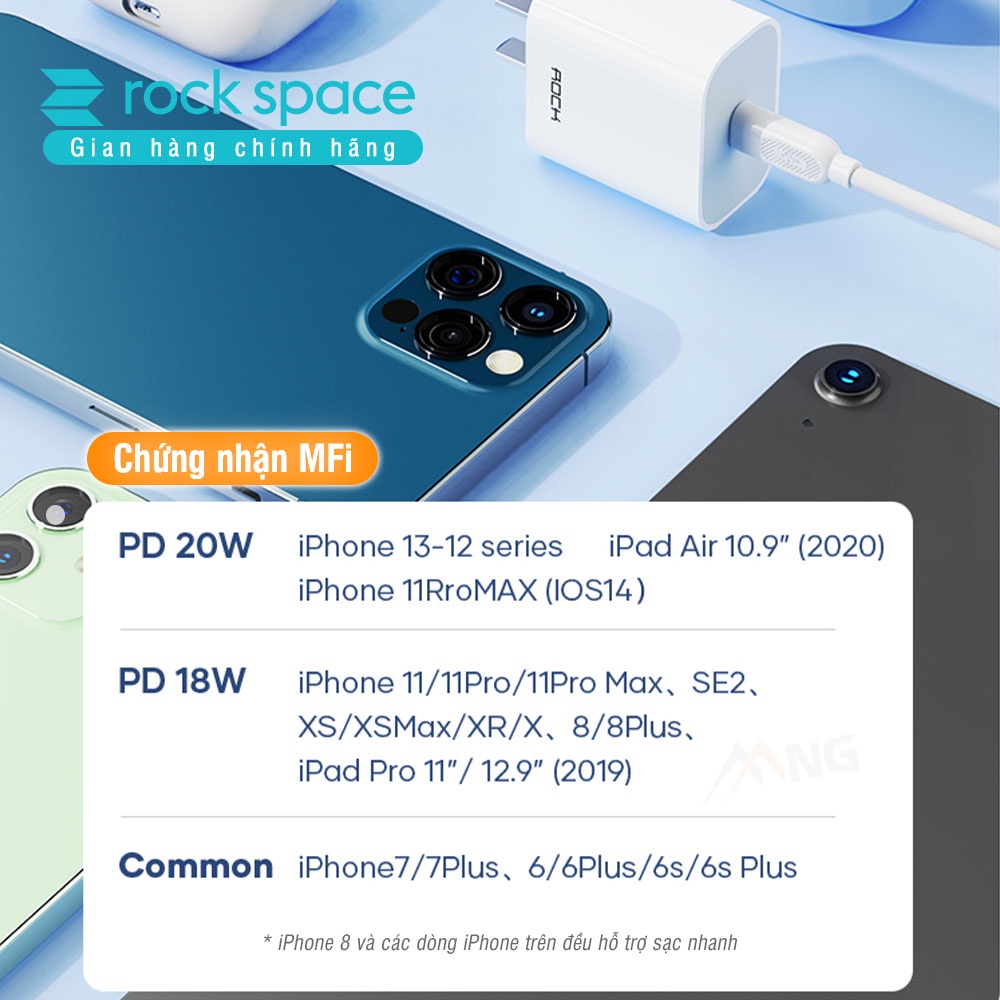 Mô tả Củ sạc nhanh iPhone PD 20W Rockspace T18 Bảo hành 12 tháng lỗi 1 đổi 1 - 4