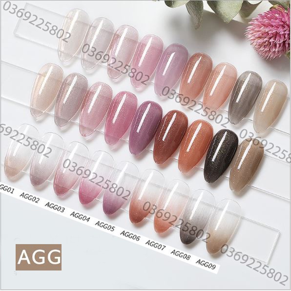 SET Sơn gel AS NHŨ THẠCH MỚI mã AGG 9 chai đỏ nhọn 15ml siêu HOT siêu xịn