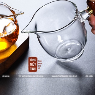 Tống thủy tinh cán gỗ chắc chắn dáng tròn trong suốt - dung tích 200ml