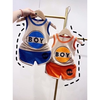 Bộ ba lỗ đũi giấy bo viền chất thoáng mát mặc hè cho bé