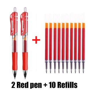 Set 2 Bút Bi Mực Đen/Đỏ/Xanh Kích Thước 0.5Mm Có Thể Thay Thế Tiện Dụng
