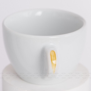Volcano Bộ đĩa và ly sứ cà phê Ancap Cappuccino 180ml vẽ tay lên quai