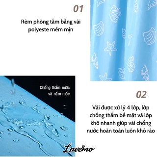Rèm Cửa Phòng Tắm Màu Xanh Dương Họa Tiết Sò Cao Cấp Chống Thấm Nước 100% Polyester LA6520
