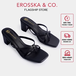 Dép cao gót Erosska xỏ ngón phối dây Hàn Quốc cao 5cm màu đen ver 2 _ EM075