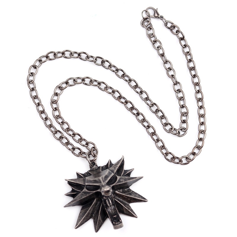 Vua Retro Cổ Điển Mặt Dây Chuyền Witcher 3 Kim Loại Sói Cho Đầu Vòng Cổ Trang Sức Trò Chơi Jewel