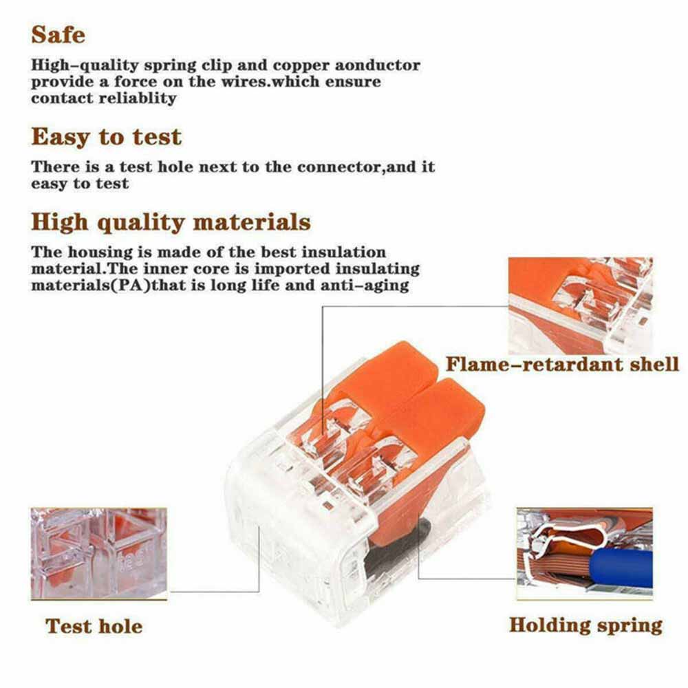 90Pcs For Wago 221 Electrical Connectors Wire Block Clamp Terminal Cable