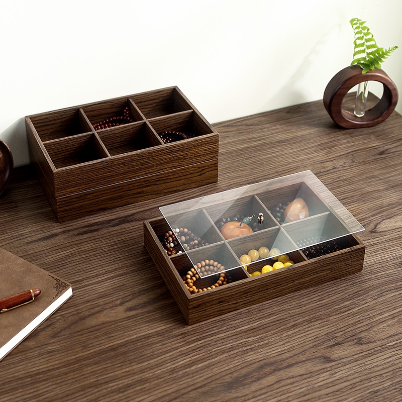 Hộp đựng đồ trang sức CASEGRACE bằng gỗ có nắp đậy trong suốt tiện dụng
