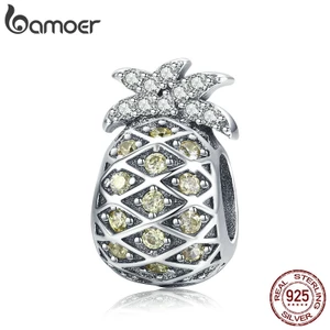 Phụ Kiện Hạt Bamoer Dùng Làm Trang Sức Hình Quả Dứa Đính Đá Đáng Yêu